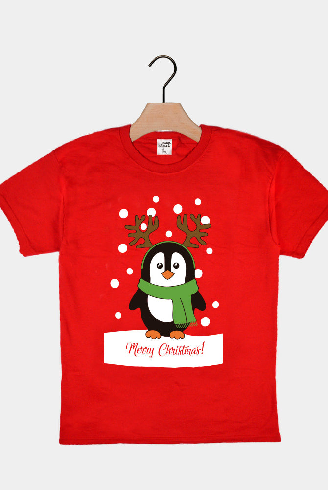 T-shirt de Natal Vermelha para Crianças Pingum