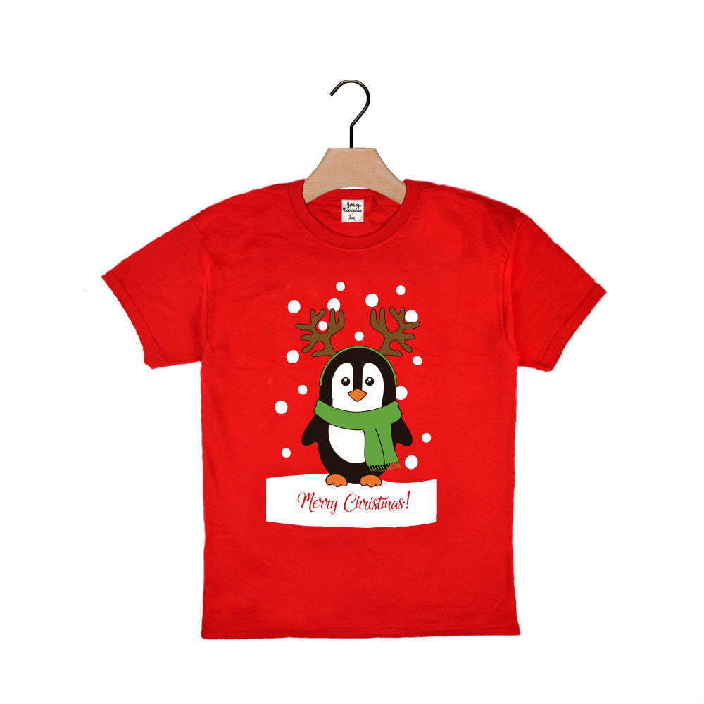 T-shirt de Natal Vermelha para Crianças Pingum