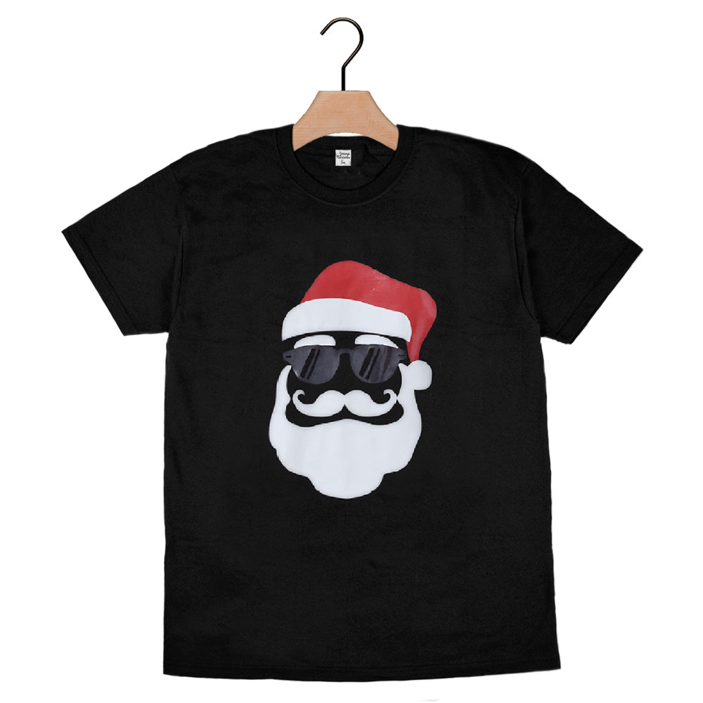 T-shirt de Natal Preta Pai Natal Hipster