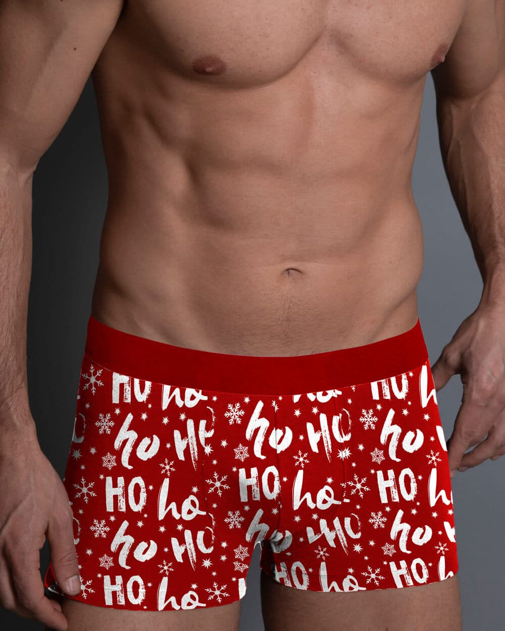 Boxer de Natal Vermelha para Homem Ho Ho Ho