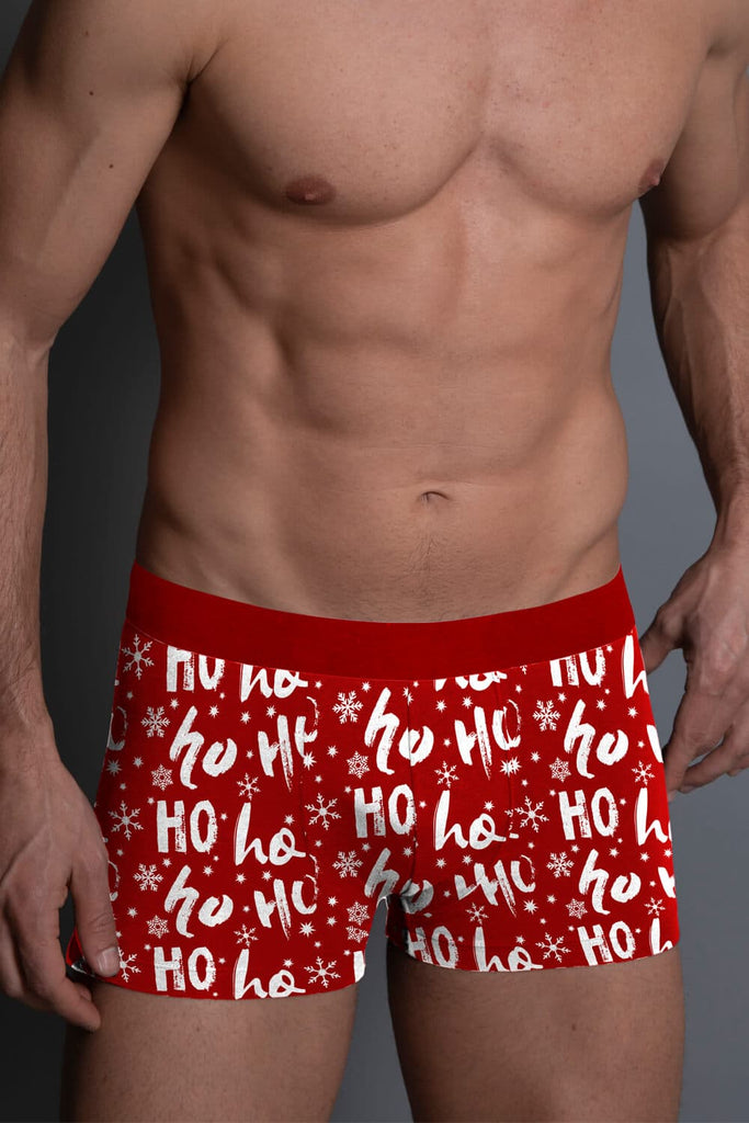 Boxer de Natal Vermelha para Homem Ho Ho Ho