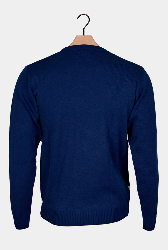 Camisola de Natal Azul Marinho para Família com Pinguim Costas