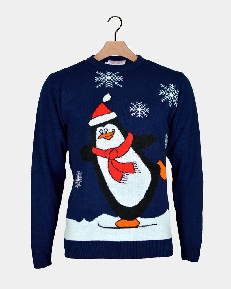 Camisola de Natal Azul Marinho para Família com Pinguim