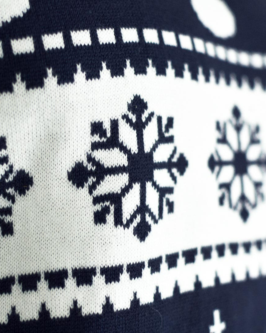 Camisola de Natal Azul para Menina e Menino com Renas e Neve Detalhe