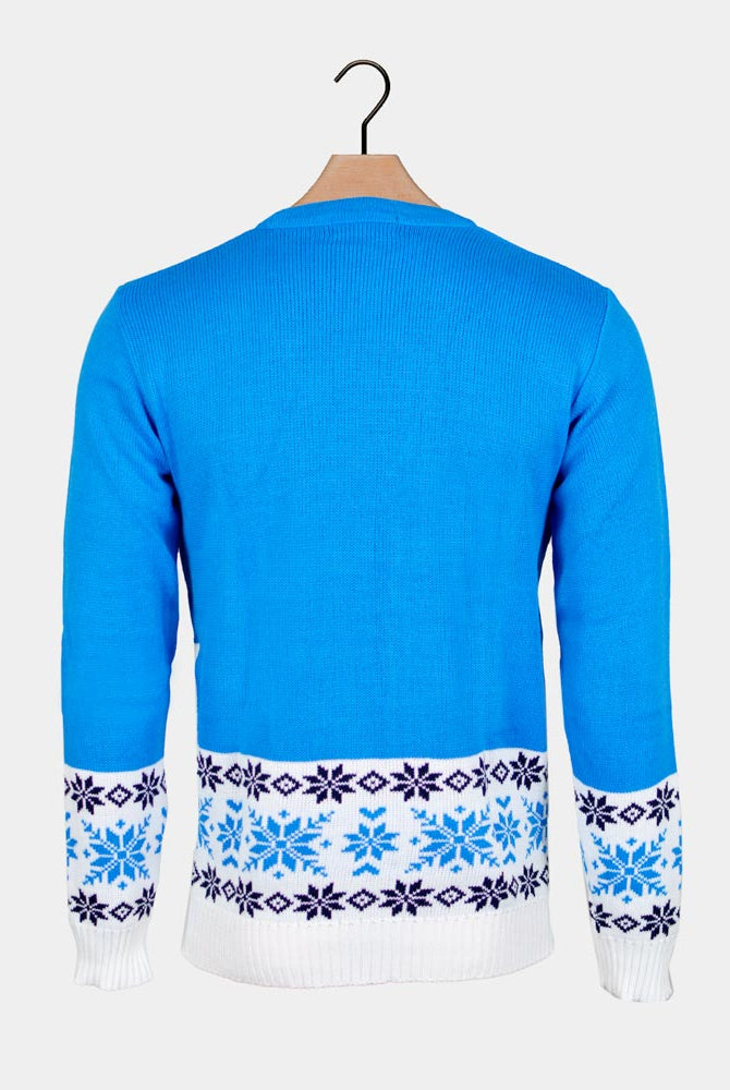 Camisola de Natal Azul com Rena Patinadora Costas