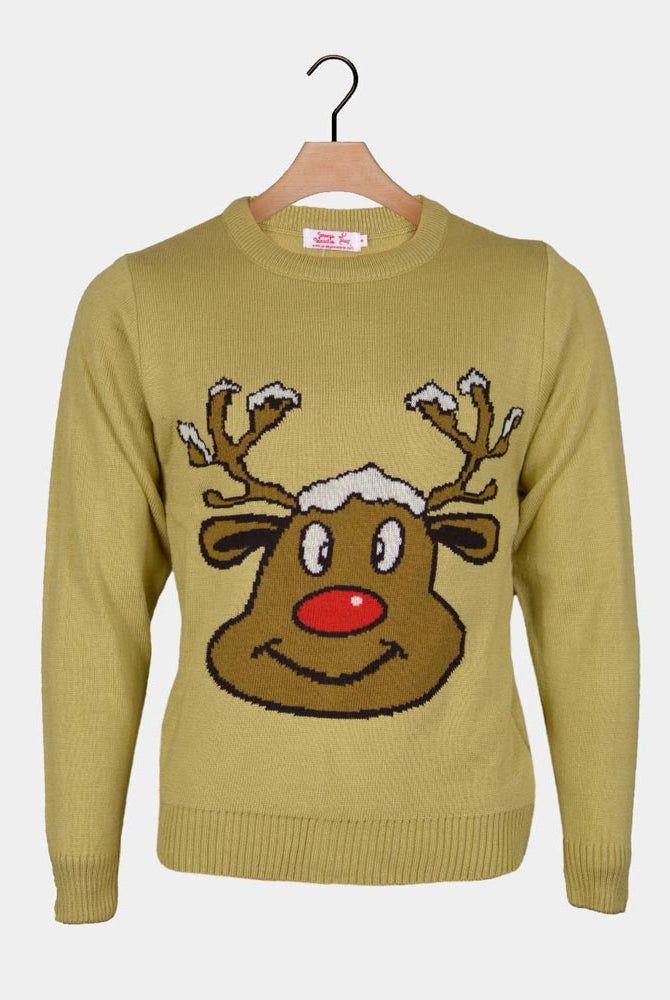 Camisola de Natal Bege com Rena Sorridente