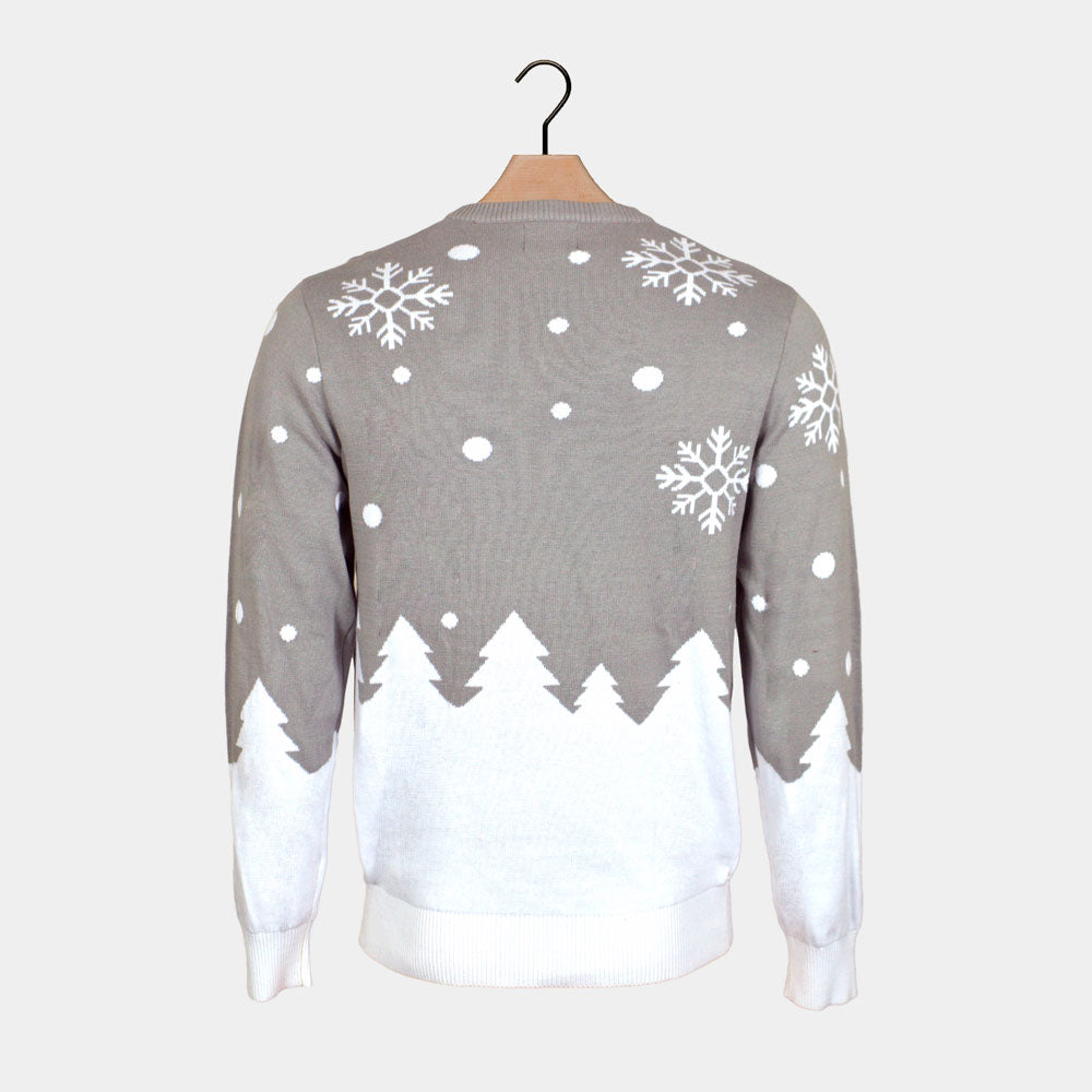 Camisola de Natal Cinza com Renas Cute Costas