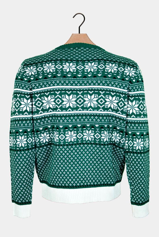 Camisola de Natal Clássico Elegante Verde e Branca Costas