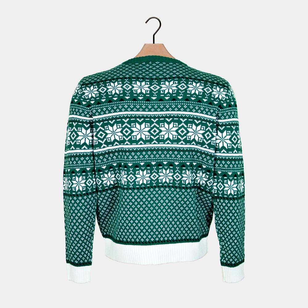 Camisola de Natal Clássico Elegante Verde e Branca Costas