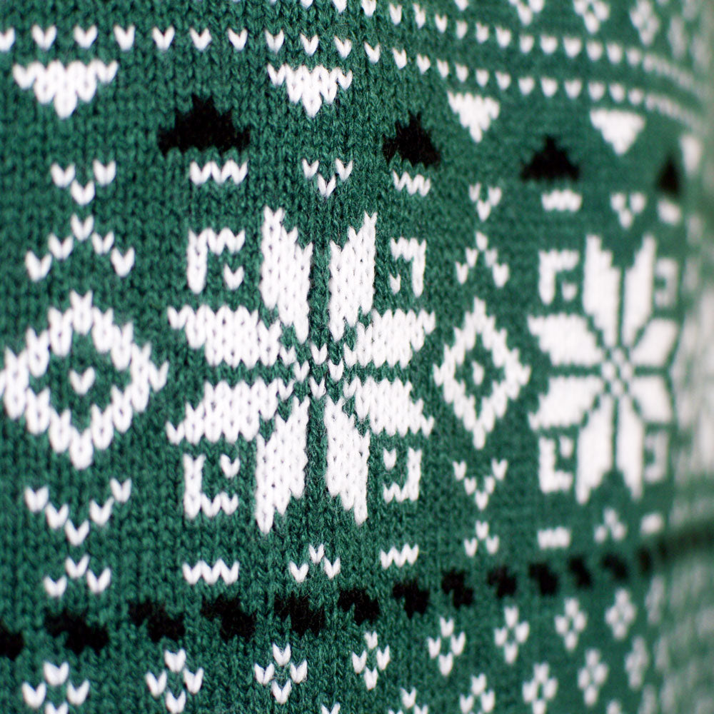 Camisola de Natal Clássico Elegante Verde e Branca Detalhe