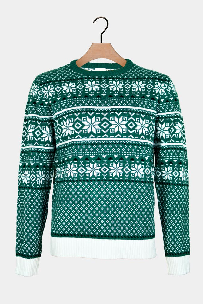 Camisola de Natal Clássico Elegante Verde e Branca