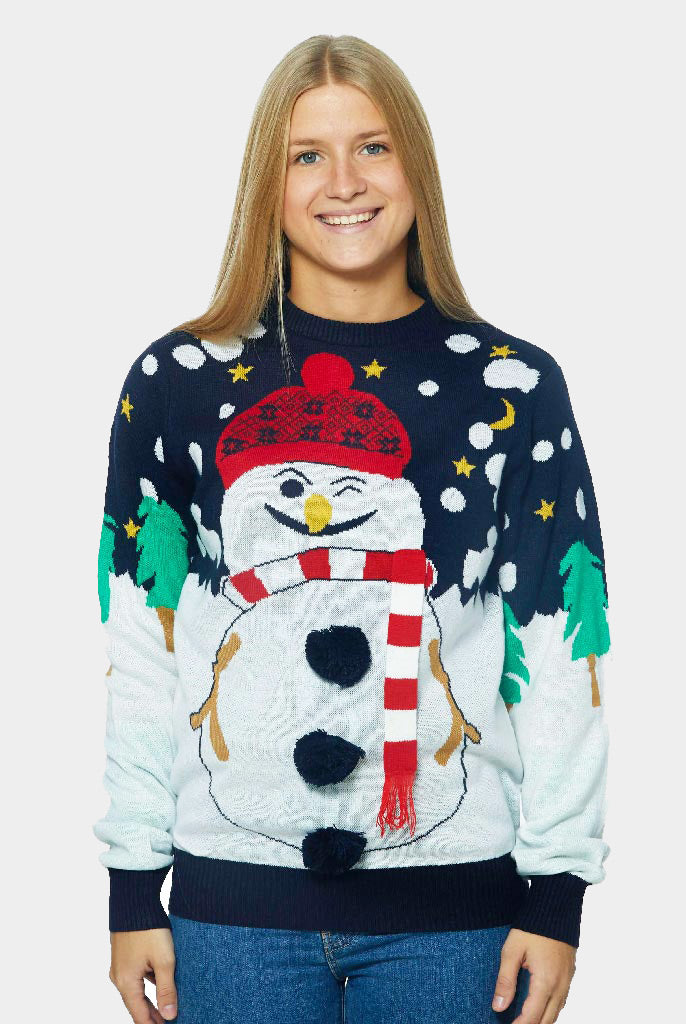 Camisola de Natal com Boneco de neve 3D Mulher