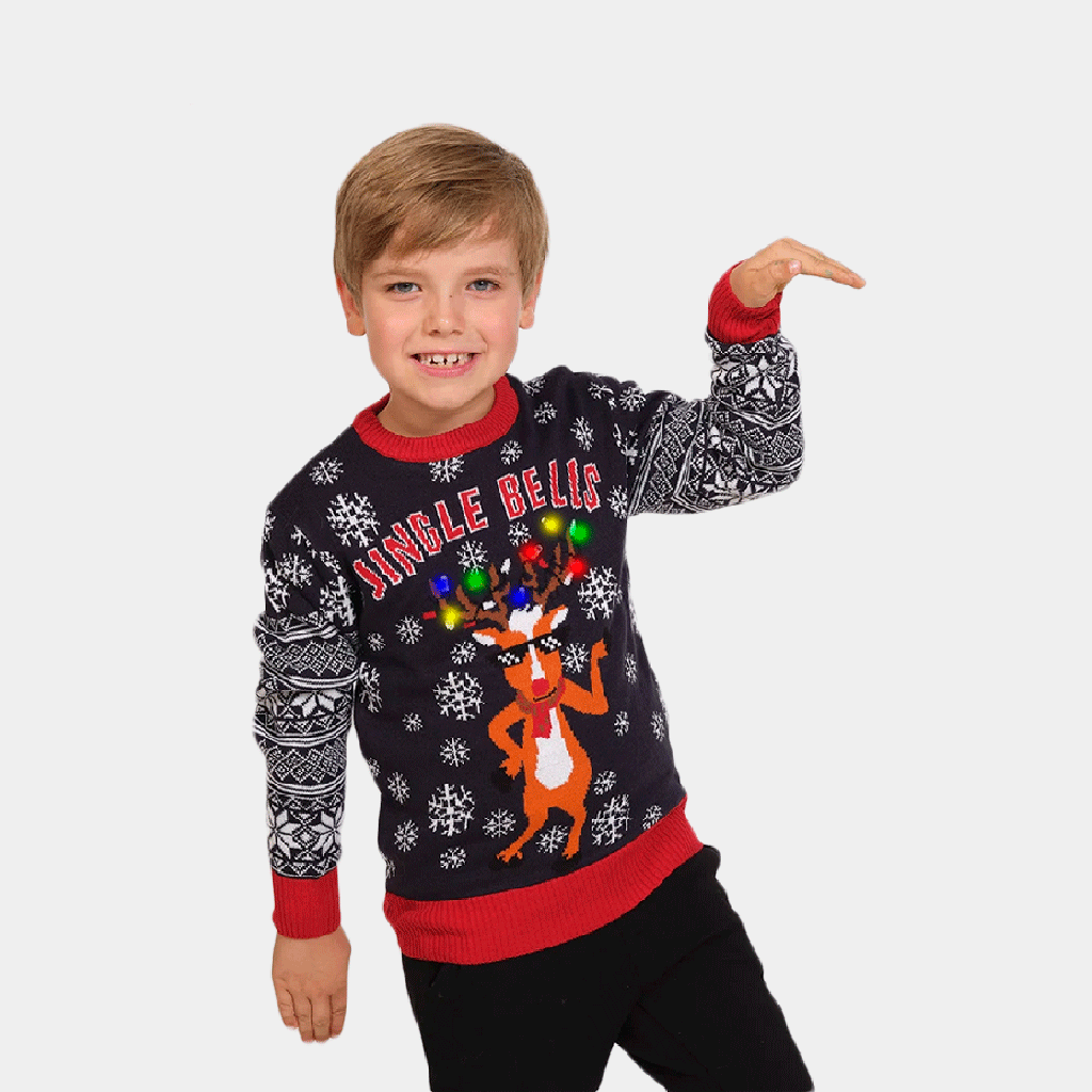 Camisola de Natal com Luzes LED para Família Jingle Bells 2021 Crianças