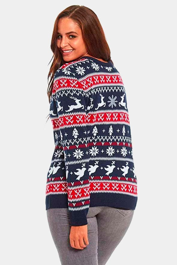 Mulher Camisola de Natal com Renas e Motivos Natalinos 2021