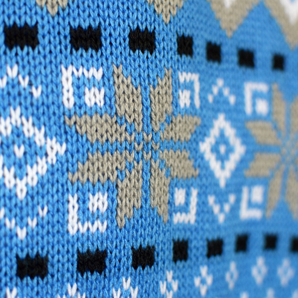 Camisola de Natal Elegante Branca, Cinza e Azul com Renas Detalhe