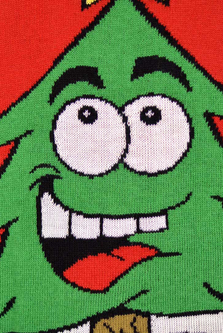 Camisola de Natal para Família com Árvore de Natal Sorridente Detalhe