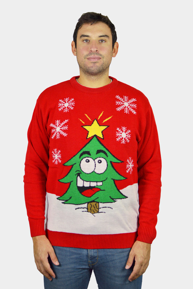 Camisola de Natal para Família com Árvore de Natal Sorridente Homem