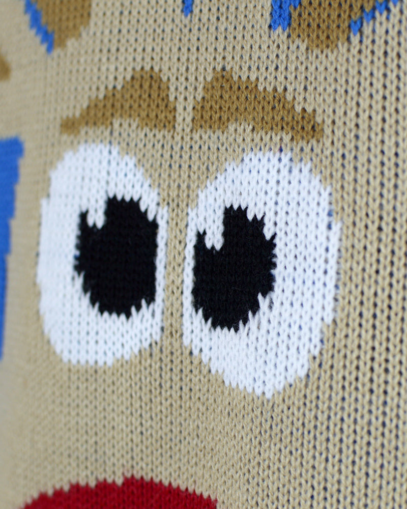 Camisola de Natal para Família Azul Claro com Rena e Neve Detalhe