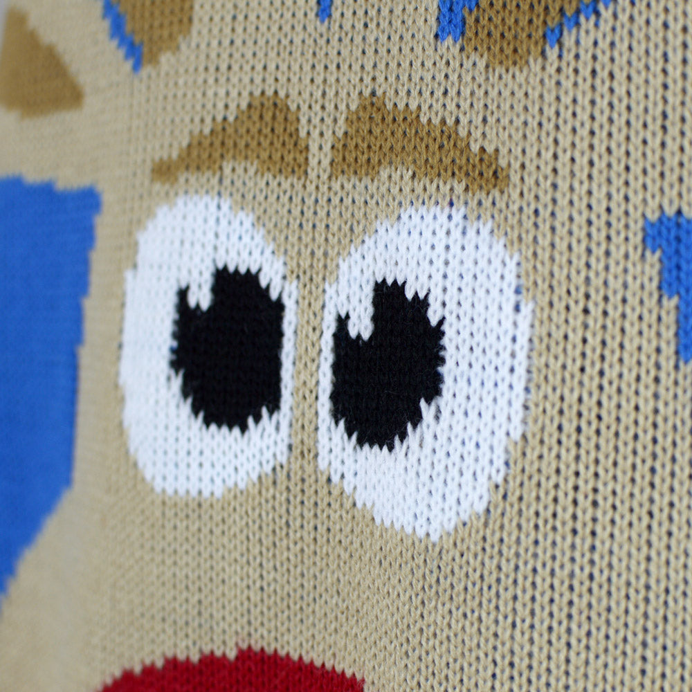 Camisola de Natal para Família Azul Claro com Rena e Neve Detalhe