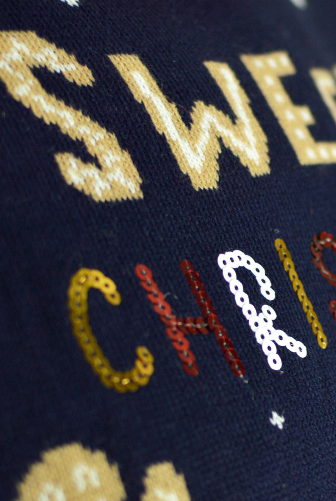 Camisola de Natal Azul com Luzes LED para Família Ginger Cookie Detañhe Neve