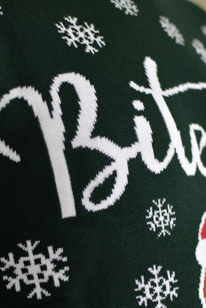 Camisola de Natal para Família Bite Me Gingerbread Detalhe neve