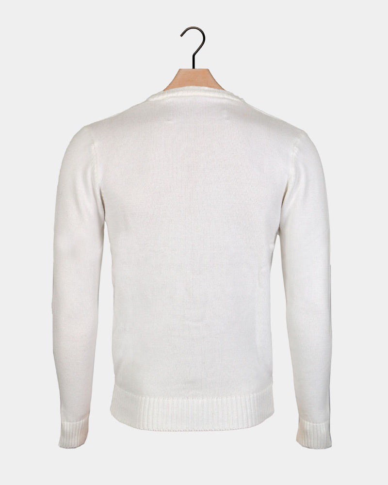 Camisola de Natal Branca para Família com Rena 3D Cabeludo Costas