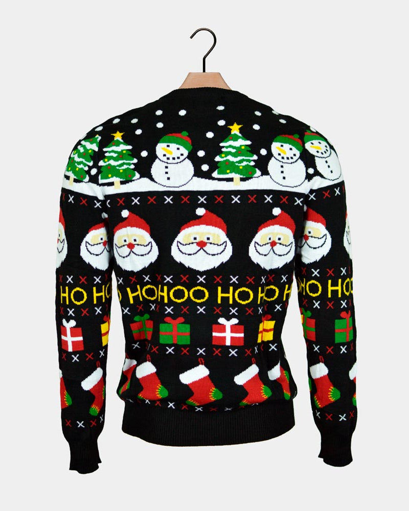 Camisola de Natal Família Pai Natal Presentes Bonecos Algodão Orgânico Costas