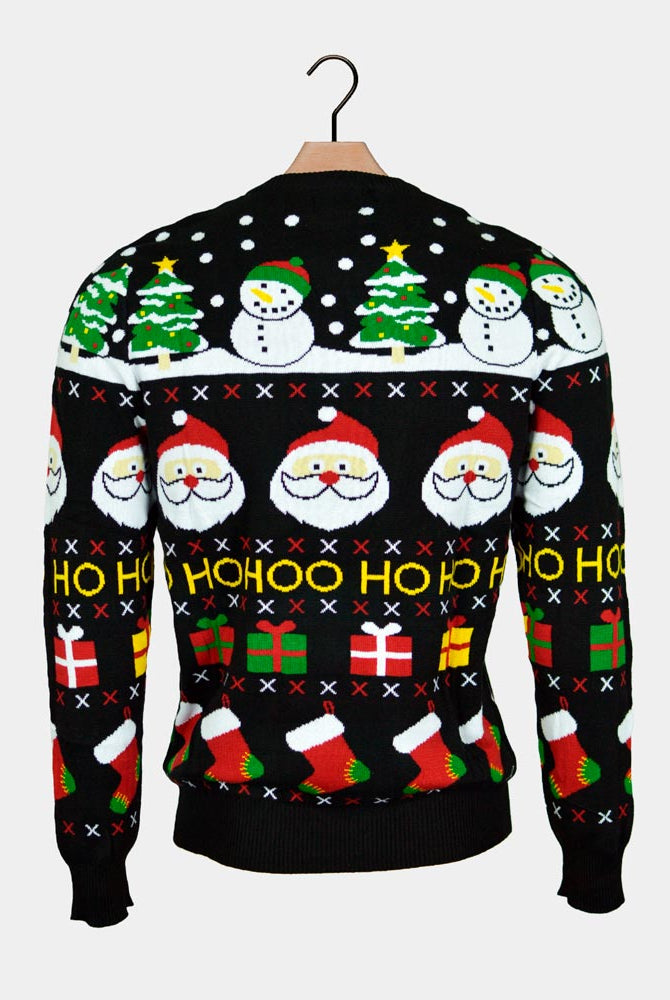 Camisola de Natal Família Pai Natal Presentes Bonecos Algodão Orgânico Costas