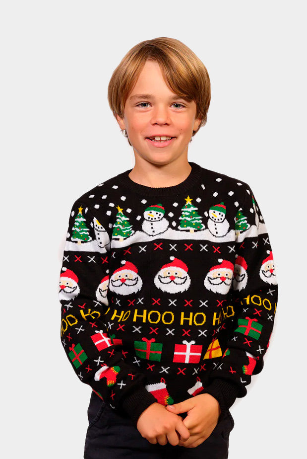 Camisola de Natal Família Pai Natal Presentes Bonecos Algodão Orgânico Crianças