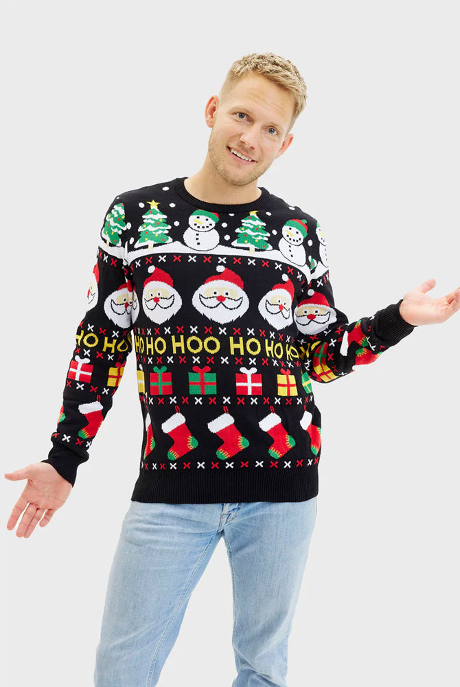 Camisola de Natal Família Pai Natal Presentes Bonecos Algodão Orgânico Homem