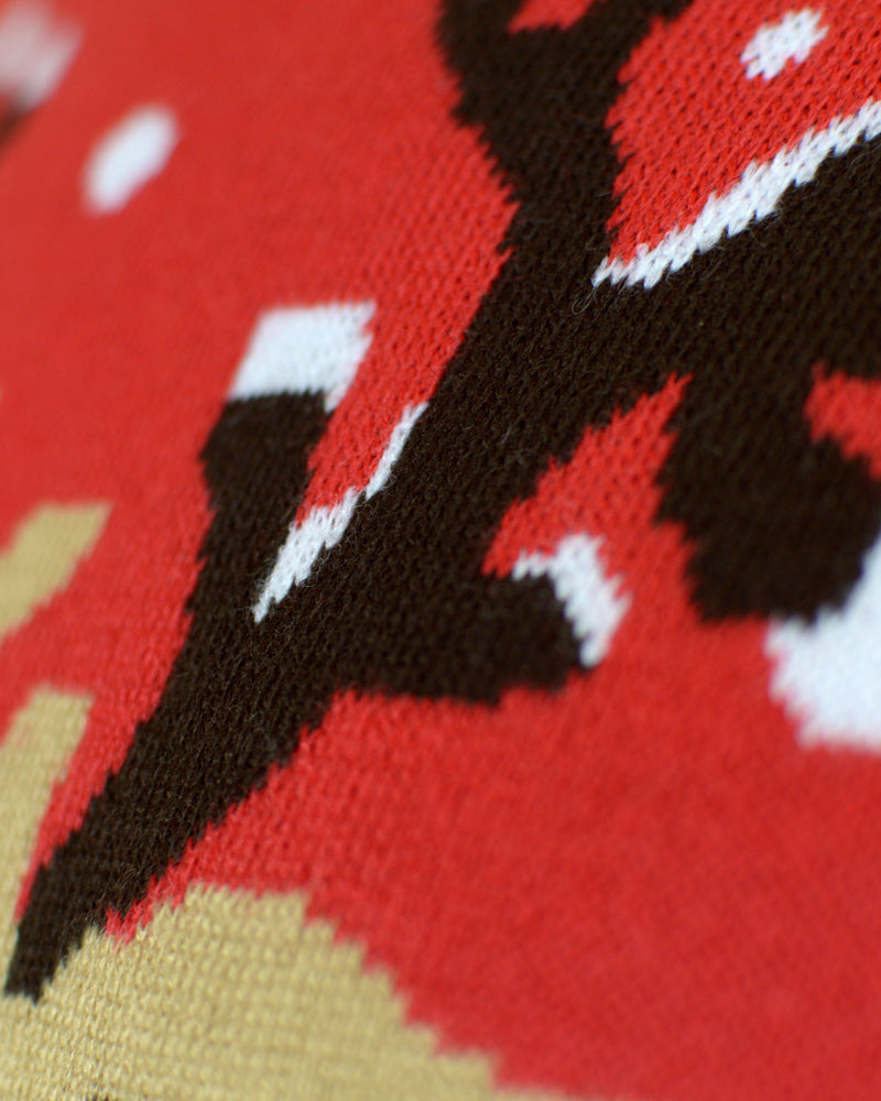 Camisola de Natal para Família Rena com Cachecol Algodão Orgânico Detalhe