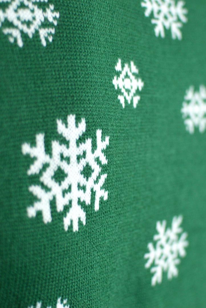 Camisola de Natal Verde para Família Holly Jolly Lantejoulas detalhe neve