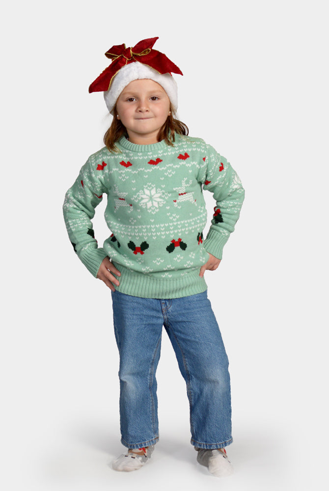 Camisola de Natal Verde para Família Sweet Christmas Menina