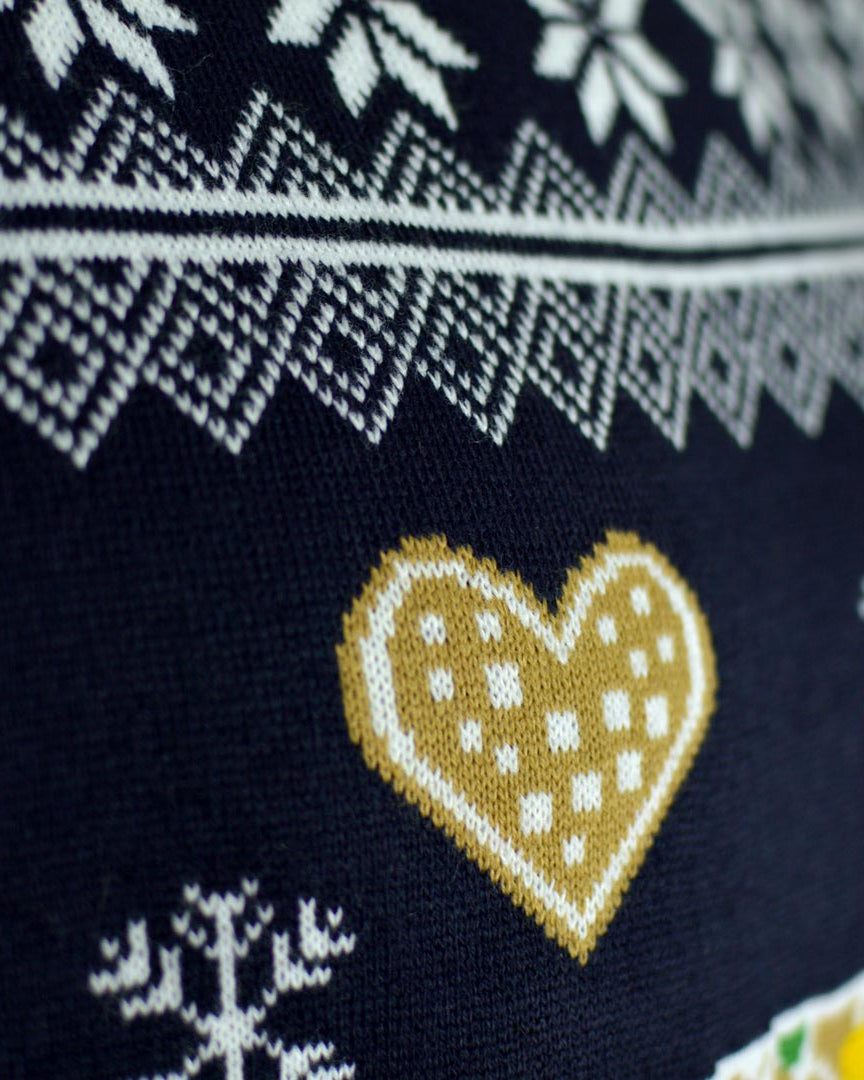 Camisola de Natal com Luzes LED para Menina e Menino Casa Gingerbread Detalhe Neve