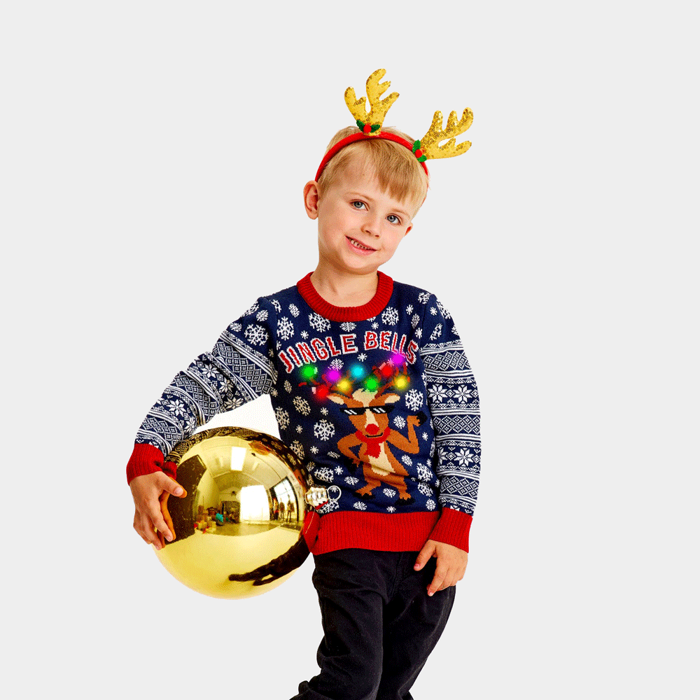 Camisola de Natal com Luzes LED para Menino Jingle Bells