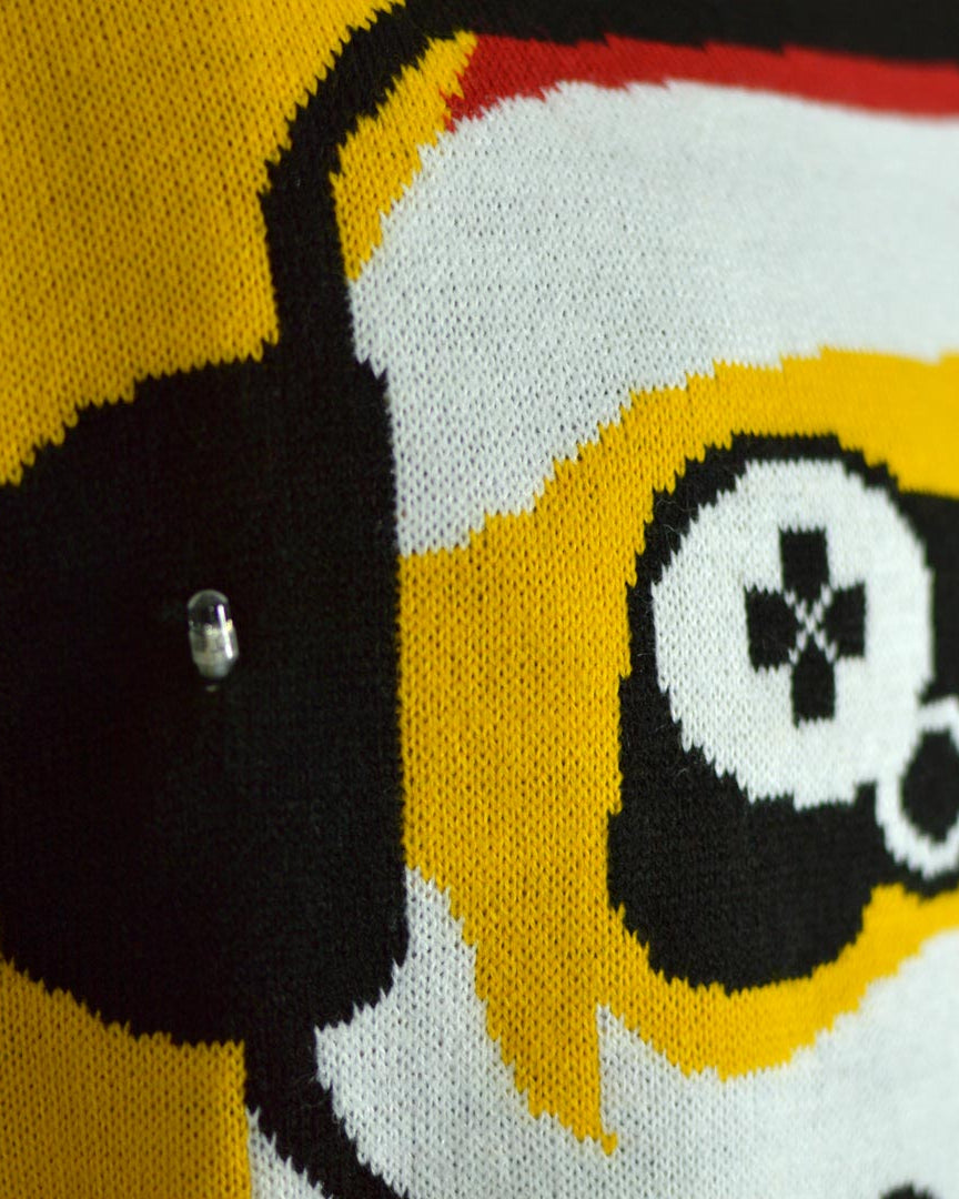 Camisola de Natal com Luzes LED para Família Pai Natal Gamer Detalhe