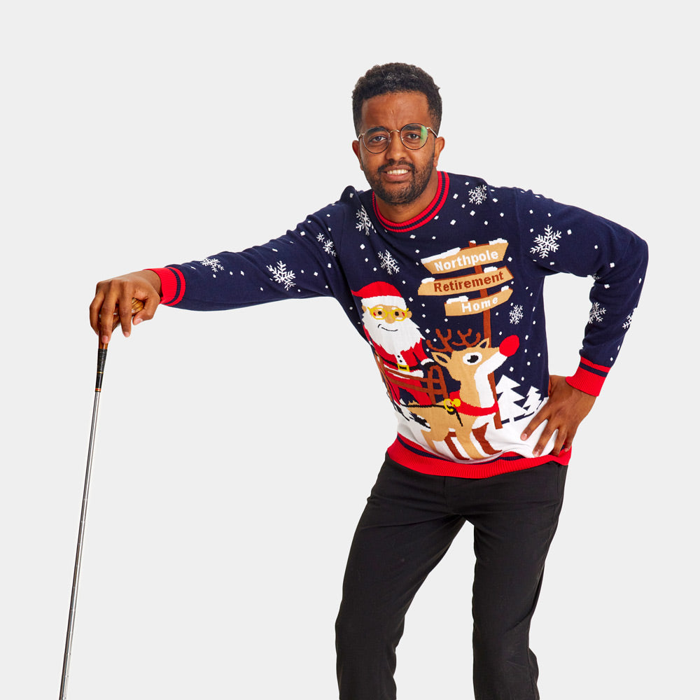 Camisola de Natal Pai Natal com Andarilho a caminho da Reforma Homem