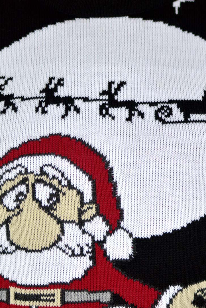 Camisola de Natal Pai Natal Descarregando Detalhe