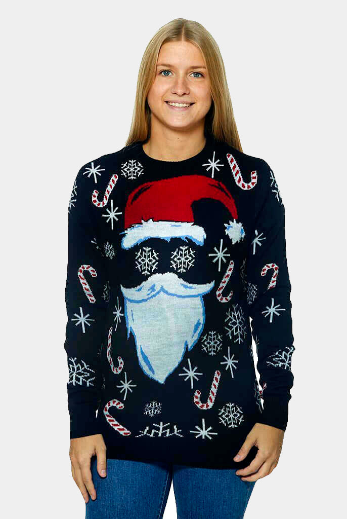 Camisola de Natal para Família Pai Natal Preto Mulher