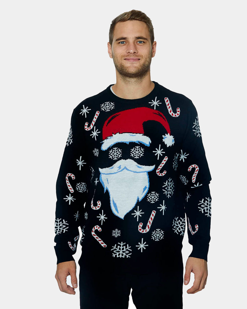 Camisola de Natal para Família Pai Natal Preto Homem