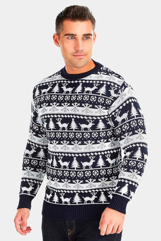 Camisola de Natal com Pinheiros, Renas e Neve 2021 homem