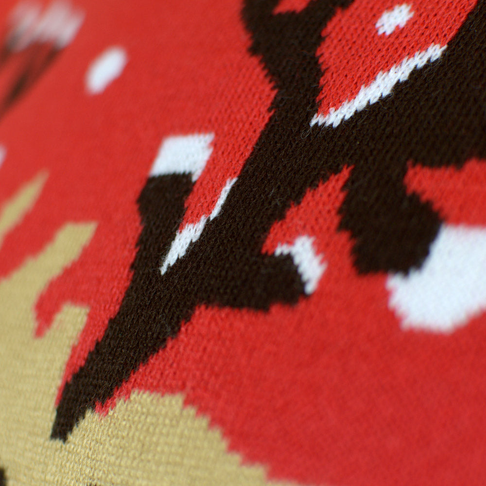 Camisola de Natal Rena com Cachecol Algodão Orgânico Detalhe