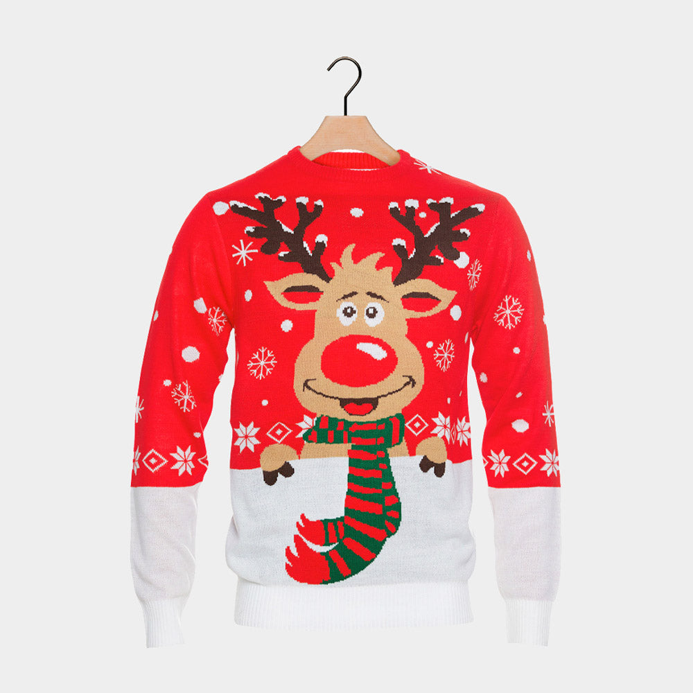 Camisola de Natal Rena com Cachecol Algodão Orgânico