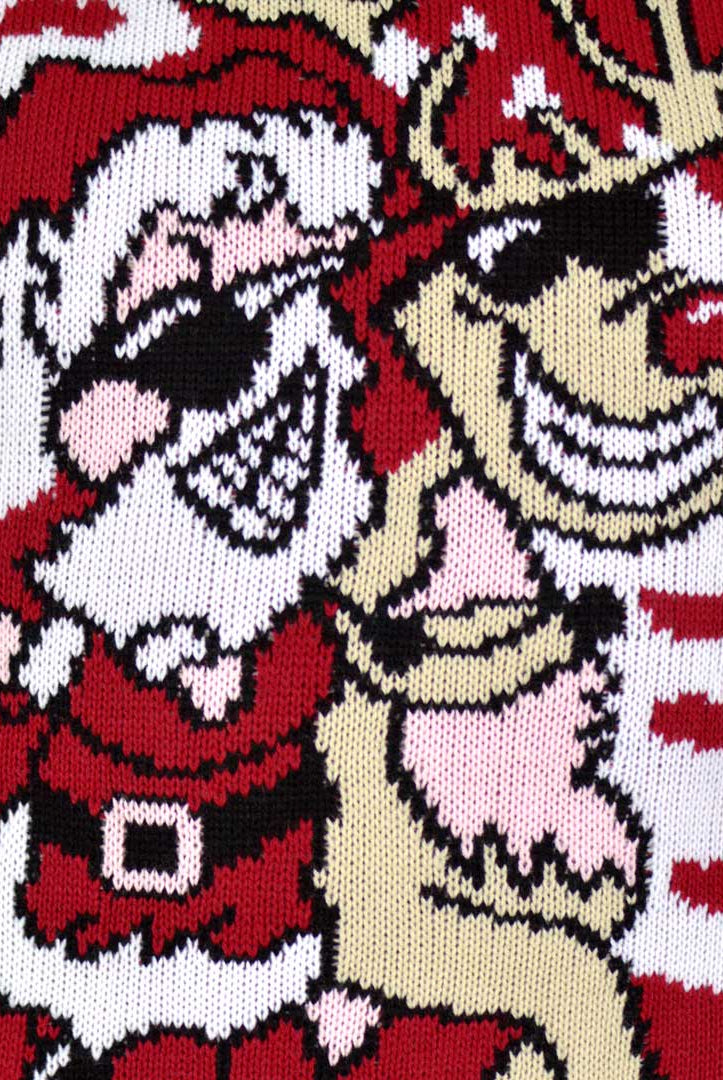 Camisola de Natal Rena e Pai Natal com Óculos de Sol Detalhe