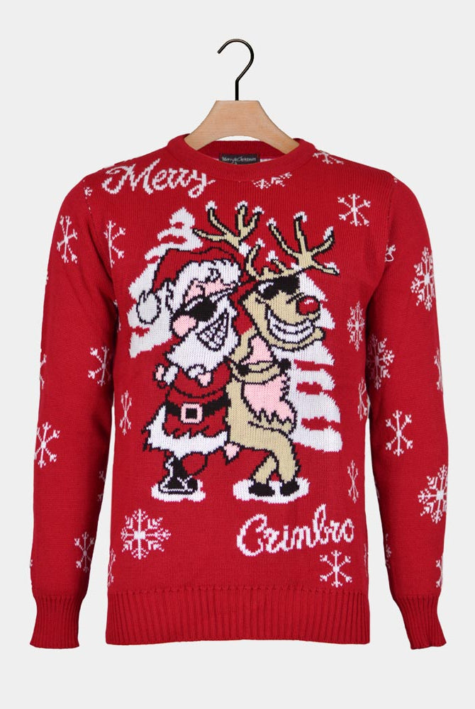 Camisola de Natal Rena e Pai Natal com Óculos de Sol