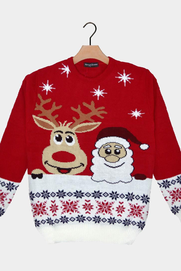 Camisola de Natal com Rena e Pai Natal Sorridentes 2021