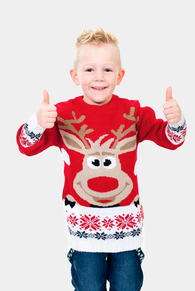 Camisola de Natal Vermelha para Menino com Rena
