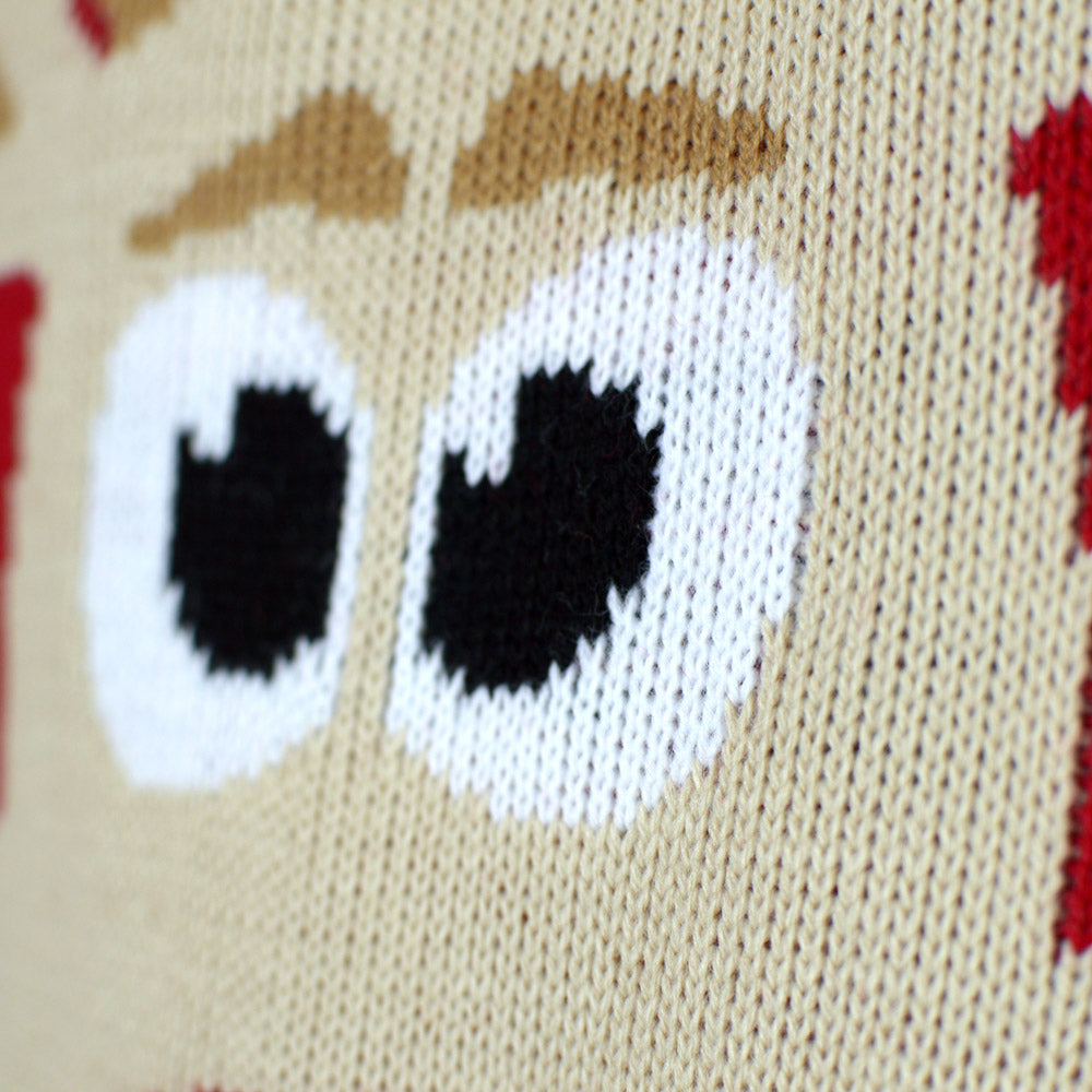 Camisola de Natal Vermelha para Família com Rena e Neve Detalhe