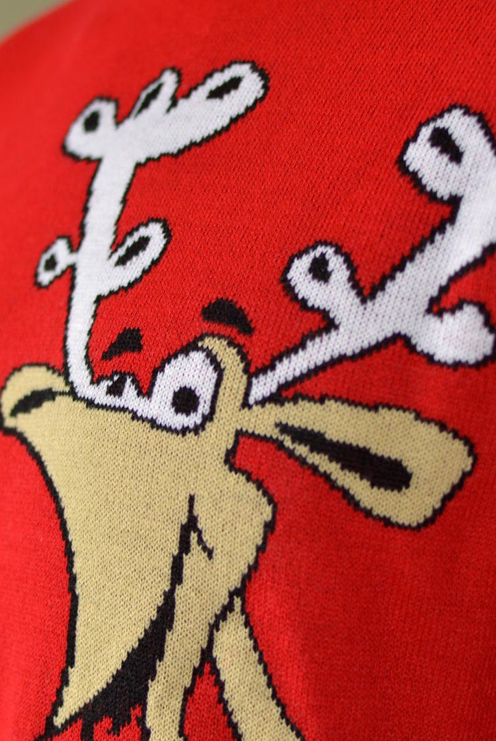 Camisola de Natal Vermelha para Família Rena com Cerveja 0,0 Detalhe