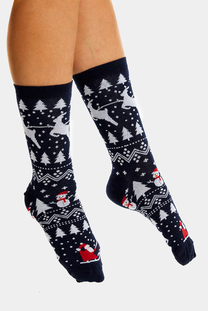 Meias de Natal Unisex com Árvores, Bonecos e Pai Natal Homem e Mulher